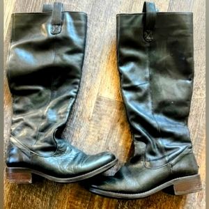 Women's Black Leather Knee High Boots Size 6 Used